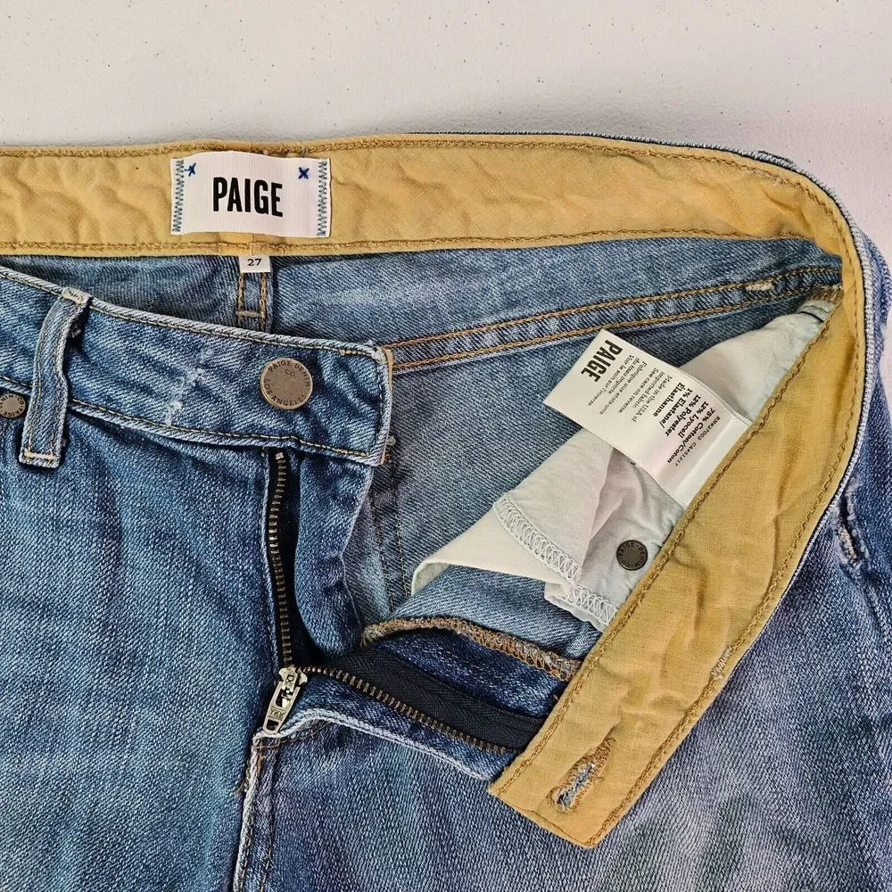 Paige Women's 27 (31x10) Blue Raw Hem Cut Off Denim Distressed Jeans Short USA - Picture 6 of 14